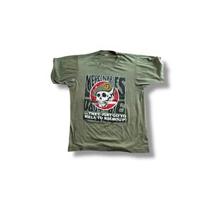 Vintage 1980's Mercenaries Don't Die Shirt Medium M Green Military Shirt VTG
